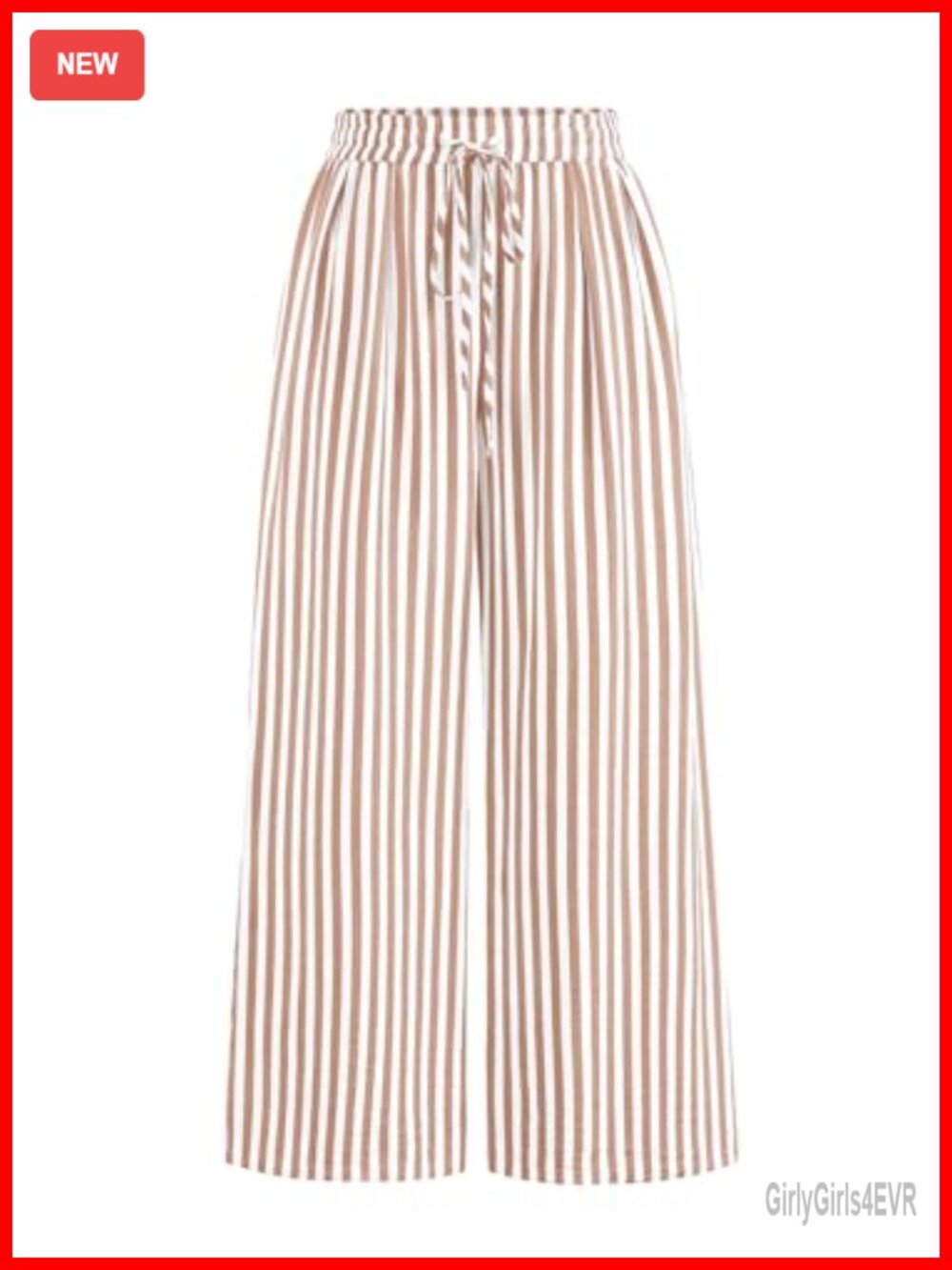Striped Wide Leg Palazzo Pants Elastic Waist Lightweight